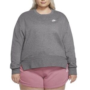 Nike | Women’s Grey Club Fleece Crew Sweatshirt Plus Size 1X
